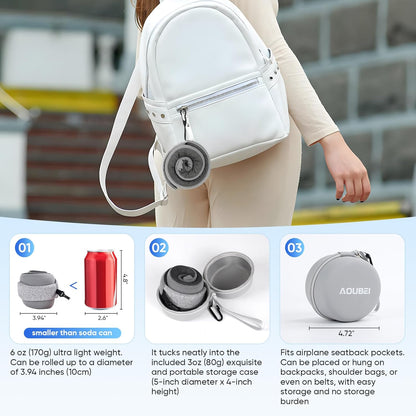 Compact Travel Pillow with Adjustable Straps & Washable Cover, Portable Neck Pillow Airplane with Case & Hook, Chin Support Pillow Relieves Pain & Pressure for Trips, Office, Car & Home Use