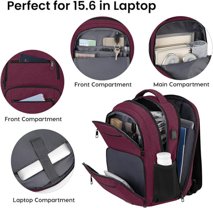 Backpack for Girls Women, School Backpack for Teen Boys, Lightweight Casual High School Bookbag, Daily-use Travel Laptop Backpack with USB Charging Port Fits 15.6 Inch Notebook