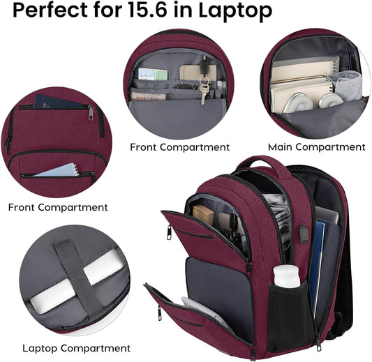 Backpack for Girls Women, School Backpack for Teen Boys, Lightweight Casual High School Bookbag, Daily-use Travel Laptop Backpack with USB Charging Port Fits 15.6 Inch Notebook