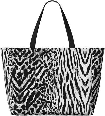 Beach Bag for Women Beach Tote Bag Waterproof Sandproof Large Bags with Zipper Big Capacity for Vacation Travel