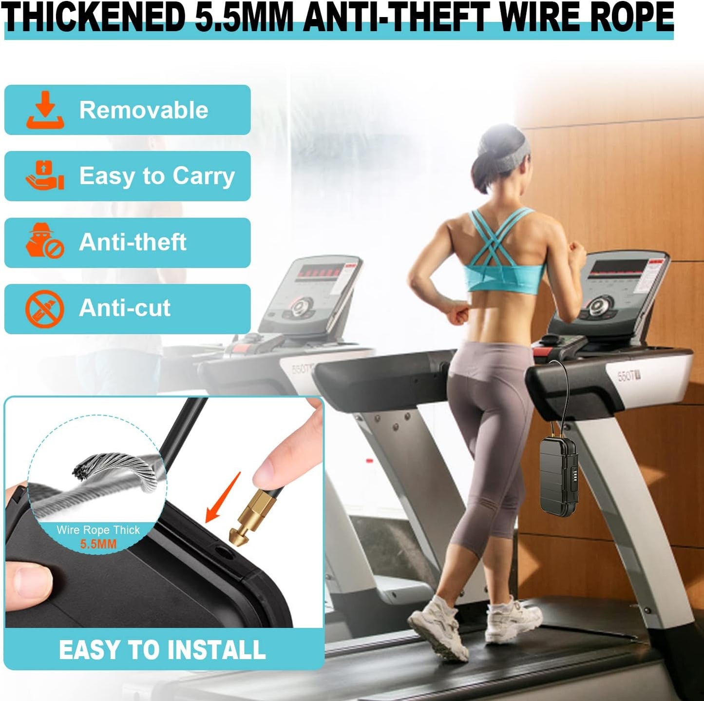 HUANLANG Portable Safe Lock Box with Combination Lock Mini Beach Travel Safe Waterproof Small Lockable Box with Removable Wire Rope Combination Safe Box for Dorm,Travel,Beach,Hotel,Car,Home,Office