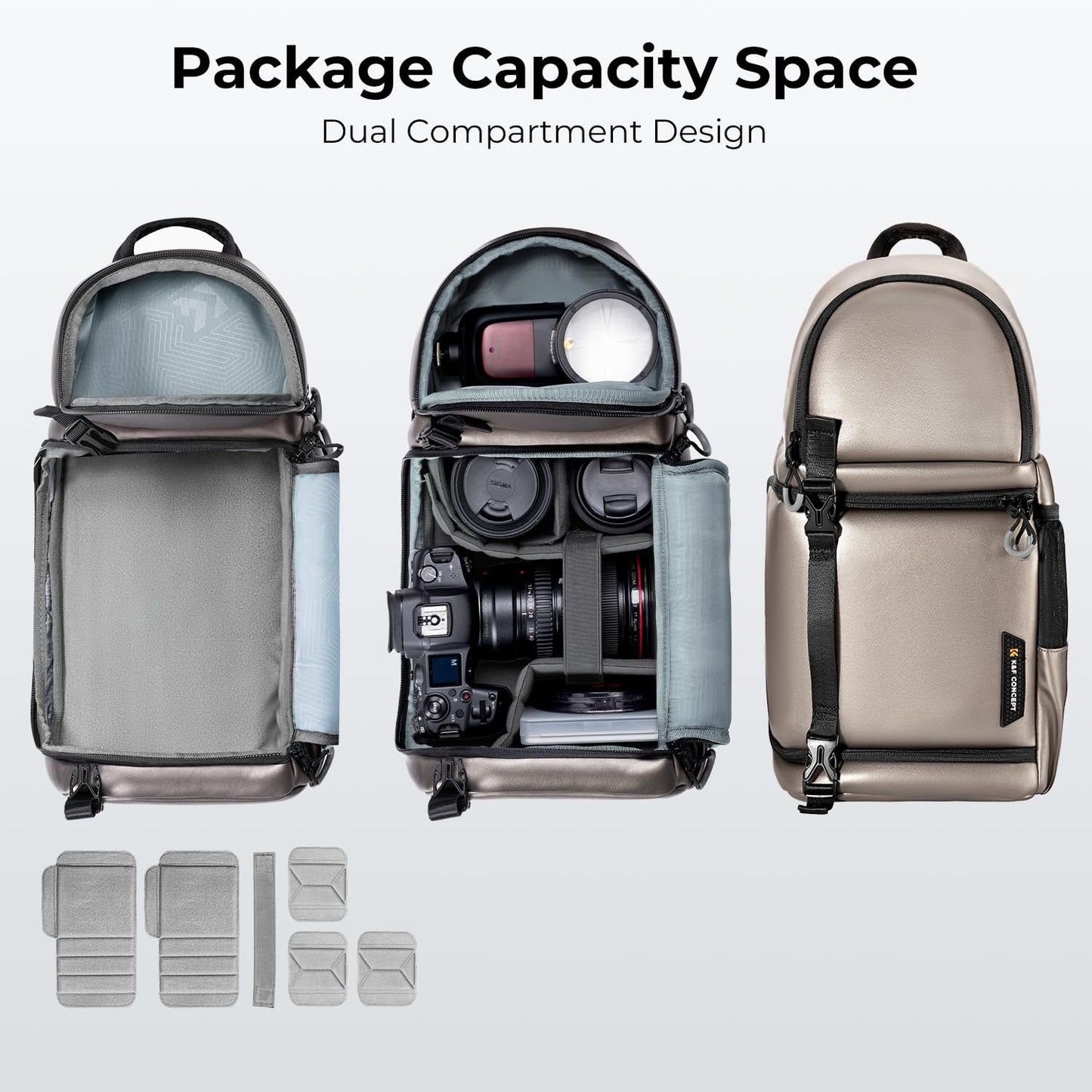 K&F Concept Camera Sling Bag Crossbody Bag Camera Shoulder Backpack DSLR/SLR/Mirrorless Photography Bags Compatible with Canon/Nikon/Sony/Fuji/Gopro/DJI