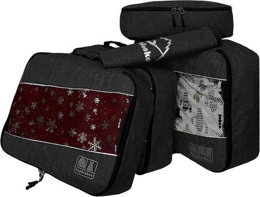 5 Set Packing Cubes for Travel Large Suitcase Luggage Organizer Bags Travel Accessories Vacation 4 Cubes 1 Laundry Pouch Bag