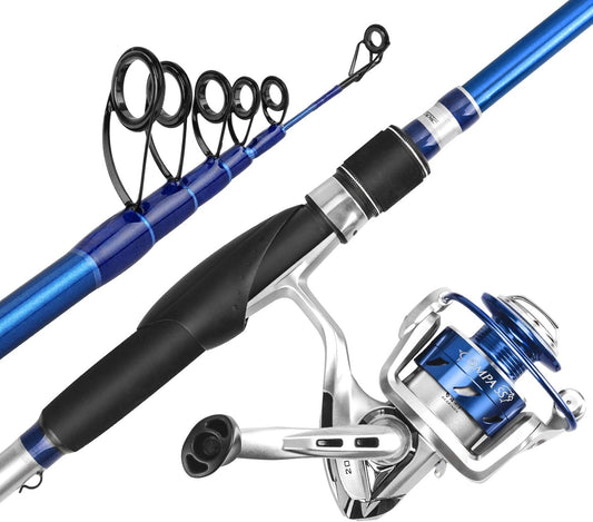 KastKing Compass Telescopic Fishing Rods and Combo, Sensitive Graphite Composite Blank, Easy to Travel, Packs to Just 17" in Length, Stainless Guides and Ceramic Rings, Combos w/ 4+1BB Spinning Reel