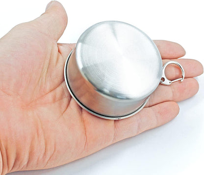 Litoexpe 8.45oz Collapsible Travel Cup With Keychain, Stainless Steel Folding Camping Cup Portable Drinking Mug For Hiking, Picnic and other Outdoor Activities, 250ml