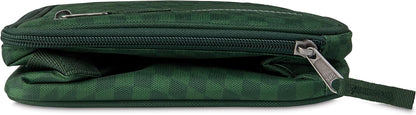 PackIt Freezable Classic Lunch Box, Checker Wave Olive, Built with ECOFREEZE Technology, Collapsible, Reusable, Zip Closure With Zip Front Pocket and Buckle Handle, Designed for Fresh Lunch On the Go
