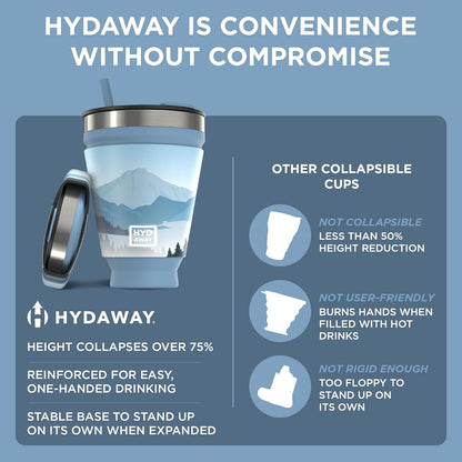 HYDAWAY 16oz Collapsible Tumbler - BPA-Free, Reusable Silicone Cup with Lid & Insulating Sleeve - Perfect for Coffee, Travel, and Everyday Use