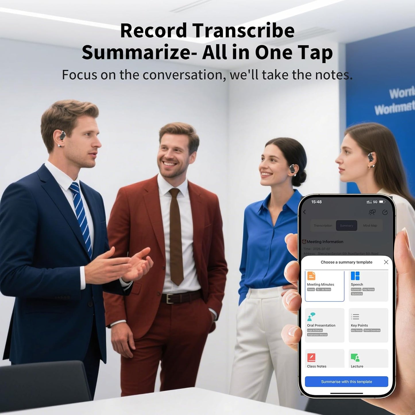 AI Translation Earbuds Real Time Languages Translator Ear Buds Audifonos Traductores Inglés Español 3-in-1 Translating Wireless Earphone Bluetooth Headphones for Travel Business Meeting Learning White