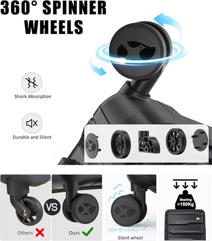 28 Inch Luggage with Spinner Wheels, Large Hard Shell Suitcase, Lightweight PP Luggages with TSA Lock, Checked-Large Suitcases 28-Inch, Black