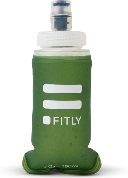 FITLY Soft Flask - Shrink As You Drink Soft Water Bottle for Hydration Pack - Folding Water Bottle Ideal for Running, Hiking, Cycling, Climbing & Rigorous Activity