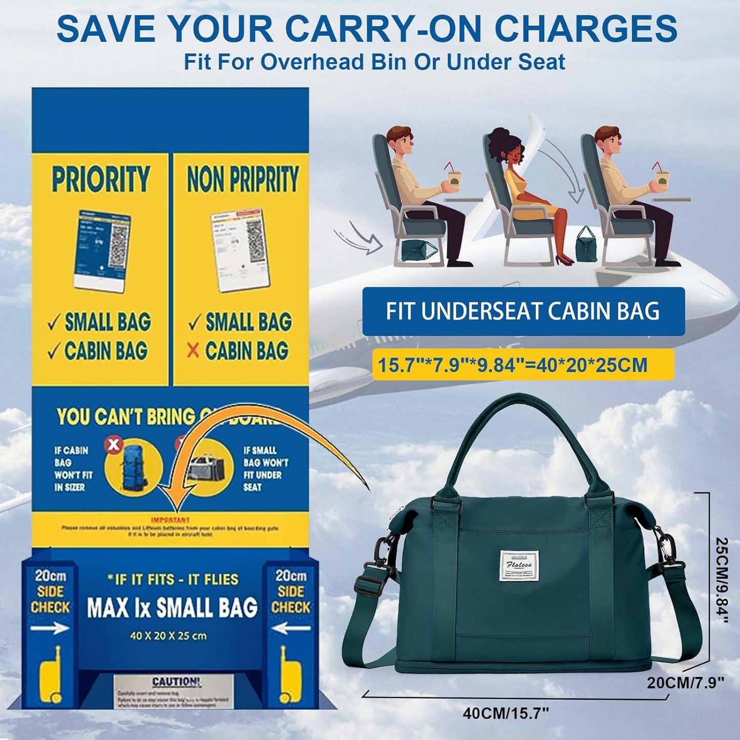 Travel Duffel Bag, Sports Tote Gym Bag, Shoulder Weekender Overnight Bag for Women