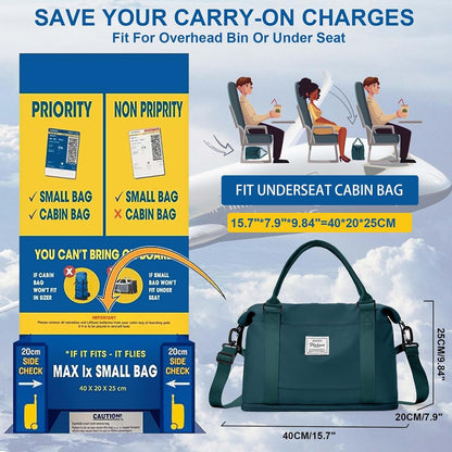 Travel Duffel Bag, Sports Tote Gym Bag, Shoulder Weekender Overnight Bag for Women