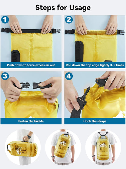 HEETA Dry Bag Waterproof for Women Men, 5L/10L/20L/30L/40L Roll Top Lightweight Dry Storage Bag Backpack with Phone Case for Travel Swimming Boating Kayaking Paddle Board Camping Beach Accessories