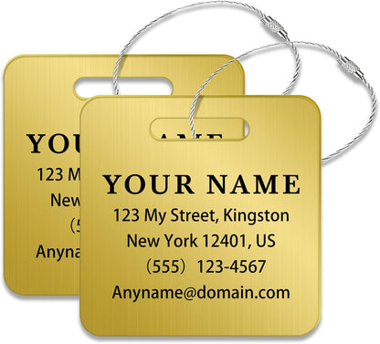 Personalized Luggage Tags for Suitcases (2/4/6/8 Pack) - Custom Engraved Metal Travel Tag, Customizable Pattern/Name/Text for Bags Backpacks Suitcases