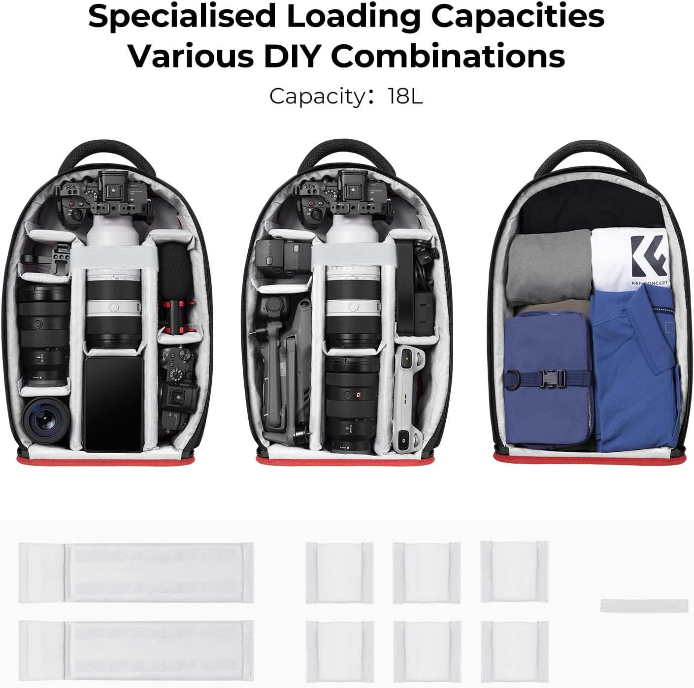 K&F CONCEPT Camera Backpack for Photographers Large Waterproof Photography Camera Bag with Laptop/Tripod Compartment for Men Women Black Red