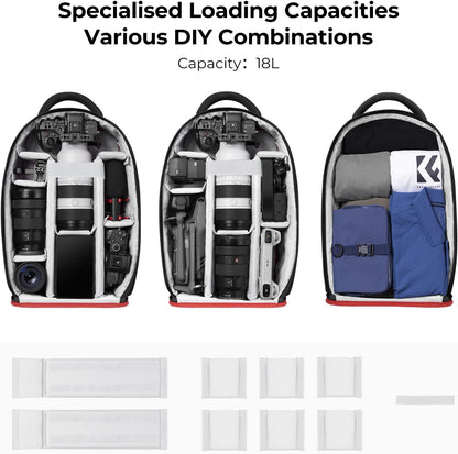 K&F CONCEPT Camera Backpack for Photographers Large Waterproof Photography Camera Bag with Laptop/Tripod Compartment for Men Women Black Red