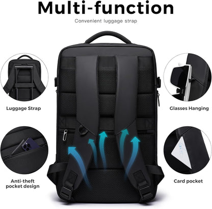 Travel Backpack for Men, 17.3 Inches Business Laptop Backpack Water-Resistant Carry on Airline Approved 18x14x8 Luggage Backpack with USB Charger Port