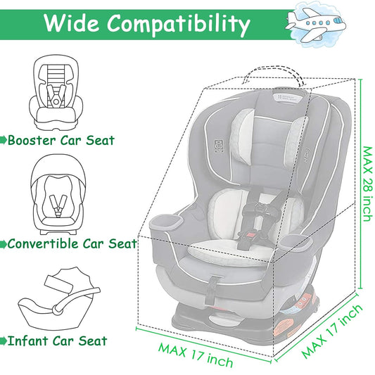 YOREPEK Car Seat Travel Bag, Padded Car Seats Backpack for Air Travel, Heavy Duty Carseat Travel Bag for Airplane, Airport Gate Check Bag (Green)