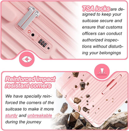 Krute 28 inch Luggage with Spinner Wheels Checked Suitcases with USB Port and Cup Holder TSA Lock PC+ABS Hardside Luggages