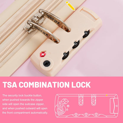 Merax Luggage Sets, Durable Hardshell 3 Piece Suitcase with Double Spinner Wheels and Handle Bags,Lightweight Carry on Luggage with TSA Lock,20+24+28 inches,Pink