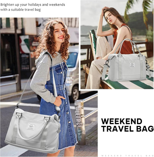 Travel Duffel Bag, Sports Tote Gym Bag, Shoulder Weekender Overnight Bag for Women