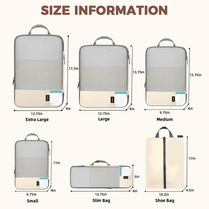 BAGAIL 6 Set/4 Set Lightweight Compression Packing Cubes for Travel, Anti-Tearing Expandable Organizer Bags for Suitcase