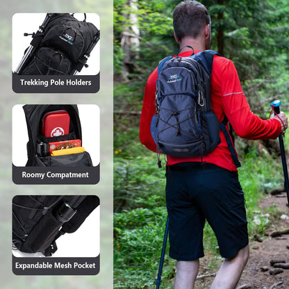 Insulated Hydration Backpack Pack with 2L Water Bladder Lightweight 22L Hiking Backpack Bag for Women Men Daypack for Hiking Running Festival Camping Biking