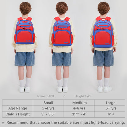 Cute Mini Toddler Backpacks for Boys 2-4 Little Kids Backpack Preschool Bookbag (Red Navy Blue)