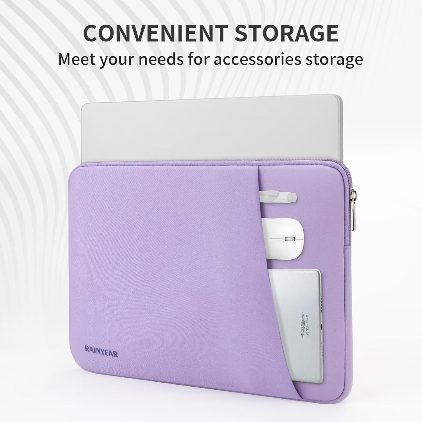 RAINYEAR Laptop Sleeve Case with Front Pocket, 15 16 Inch Protective Portable Case with Front Pocket, Briefcase Laptop Bag Cover Compatible for MacBook Pro/Max M4 M3 M2 M1 2025 2024 2023 2022, Purple