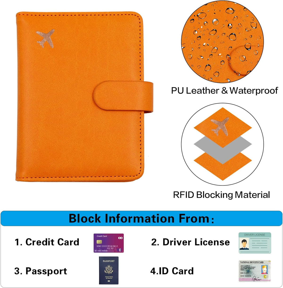 Melsbrinna Premium Leather Passport Holder Covers Case, Waterproof Rfid Blocking Travel Wallet Passport Holder with Pen Holder, Cute Passport Book for Women/Men