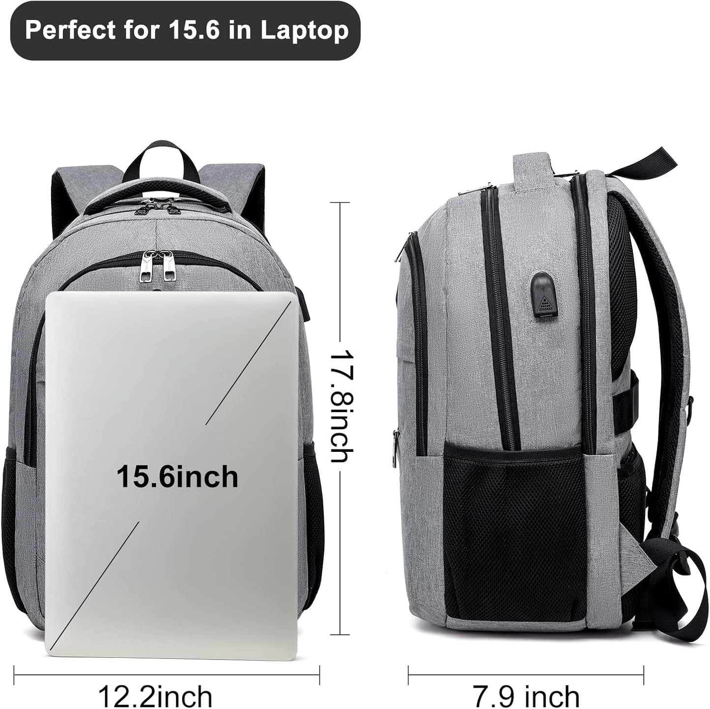 Backpack for Men and Women, School Backpacks for Teen Boys & Girls, Student Bookbag Fits 15.6 Inch Laptop with USB Charging Port, Water Resistant Travel Backpack, Sturdy Anti Theft Computer Bag Gifts