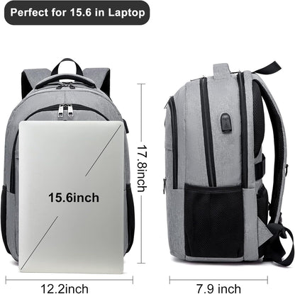 Backpack for Men and Women, School Backpacks for Teen Boys & Girls, Student Bookbag Fits 15.6 Inch Laptop with USB Charging Port, Water Resistant Travel Backpack, Sturdy Anti Theft Computer Bag Gifts