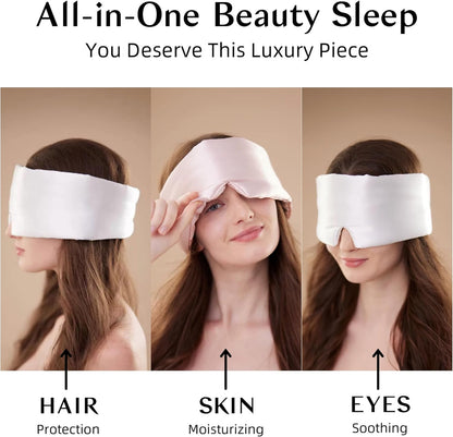 Silk Sleep Mask for Women and Men, Side Sleeper, 22 Momme Pure Mulberry Silk Total Blackout 100% Mulberry Eye Mask with Adjustable Headband Full Size, Eye Masks for Sleeping and Travel