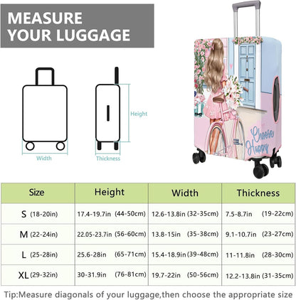 Travel Luggage Cover Suitcase Protector Fits 18-32 Inch Wheel Covers PatternedTravel Related Items Flower Luggage Protector Elastic L