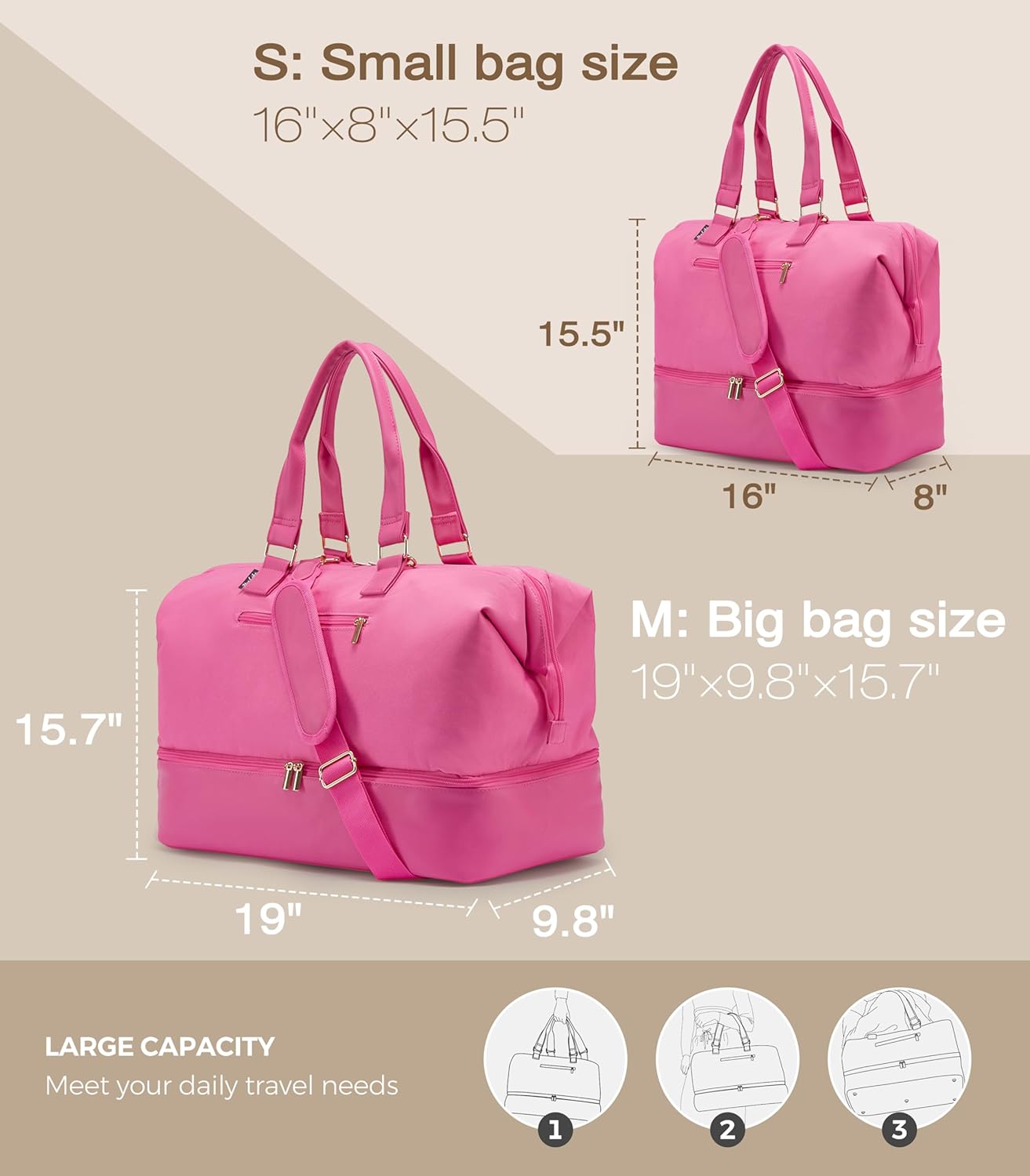 Weekender Bags for Women, Large Travel Duffel Bag with Shoes Compartment, Carry On Overnight Tote Bags with Toiletry Bags, Hospital Bags for Labor and Delivery