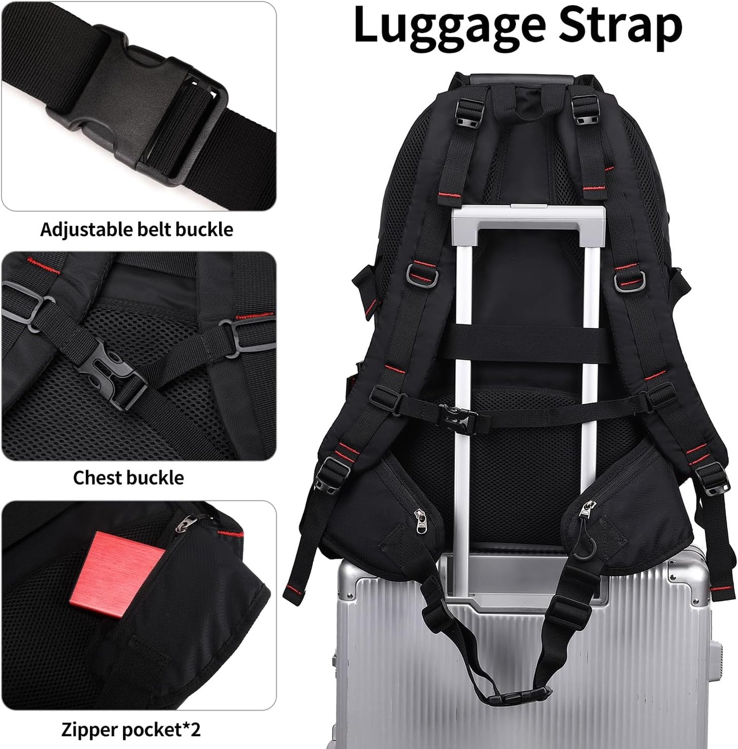 Nerlion 40L Hiking Backpack Travel Backpack for Men Women Camping Waterproof Outdoor Hiking Daypack Lightweight Backpack (Black)