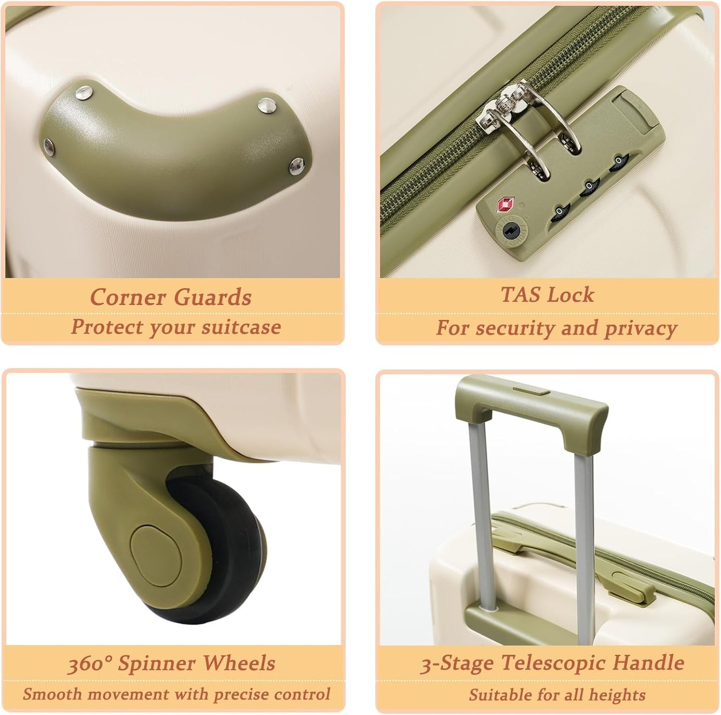 Merax 20 Inch Carry On Luggage Airline Approved, Hardshell ABS Suitcase with Spinner Wheels, TSA Lock, Lightweight Travel Luggage for Business Trips & Weekend Getaways