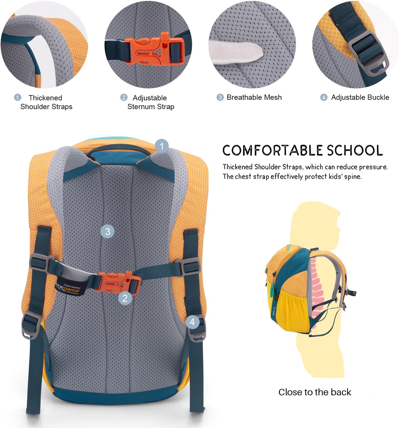 MOUNTAINTOP Kids Backpack 12L Toddler Hiking Backpack,Kindergarten Preschool Daypack for Boys Girls