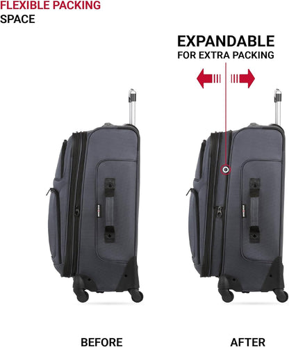 SwissGear Sion Softside Expandable Luggage, Dark Grey, 2-Piece Set (21/25)