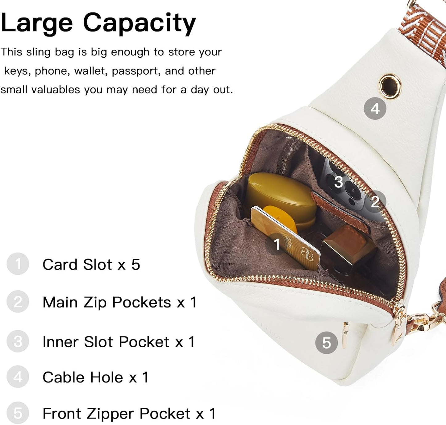 Telena Small Sling Bag for Women Leather Crossbody Fanny Packs Chest Bag for Women