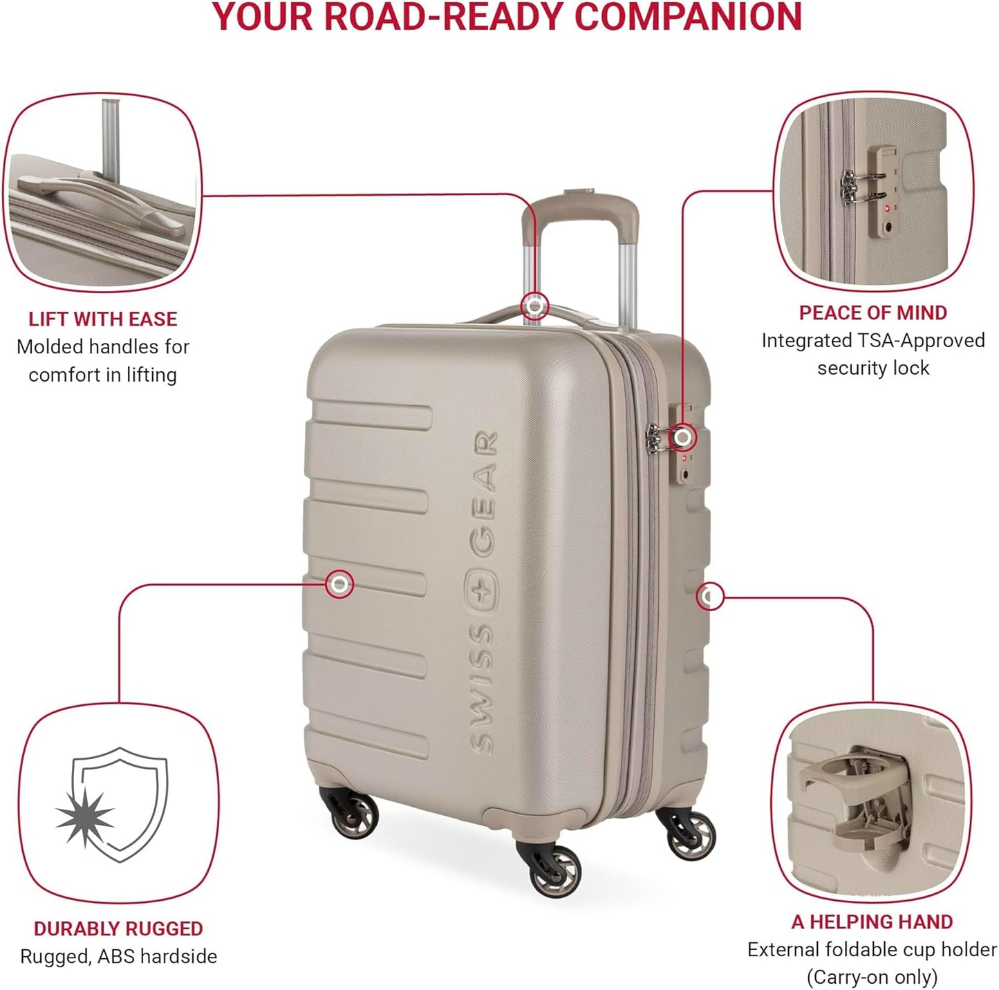 SwissGear 7366 Hardside Expandable Luggage with Spinner Wheels, Sand, 2-Piece Set (19/27)