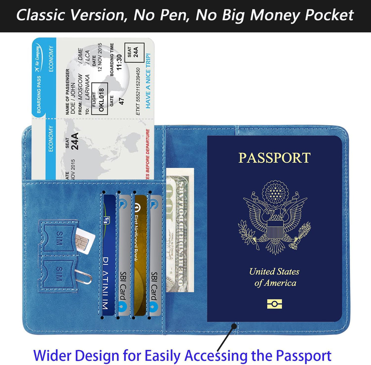 Passport Holder Cover Wallet Travel Essentials RFID Blocking Leather Card Case International Must Haves Travel Accessories for Women Men(101#Blue)