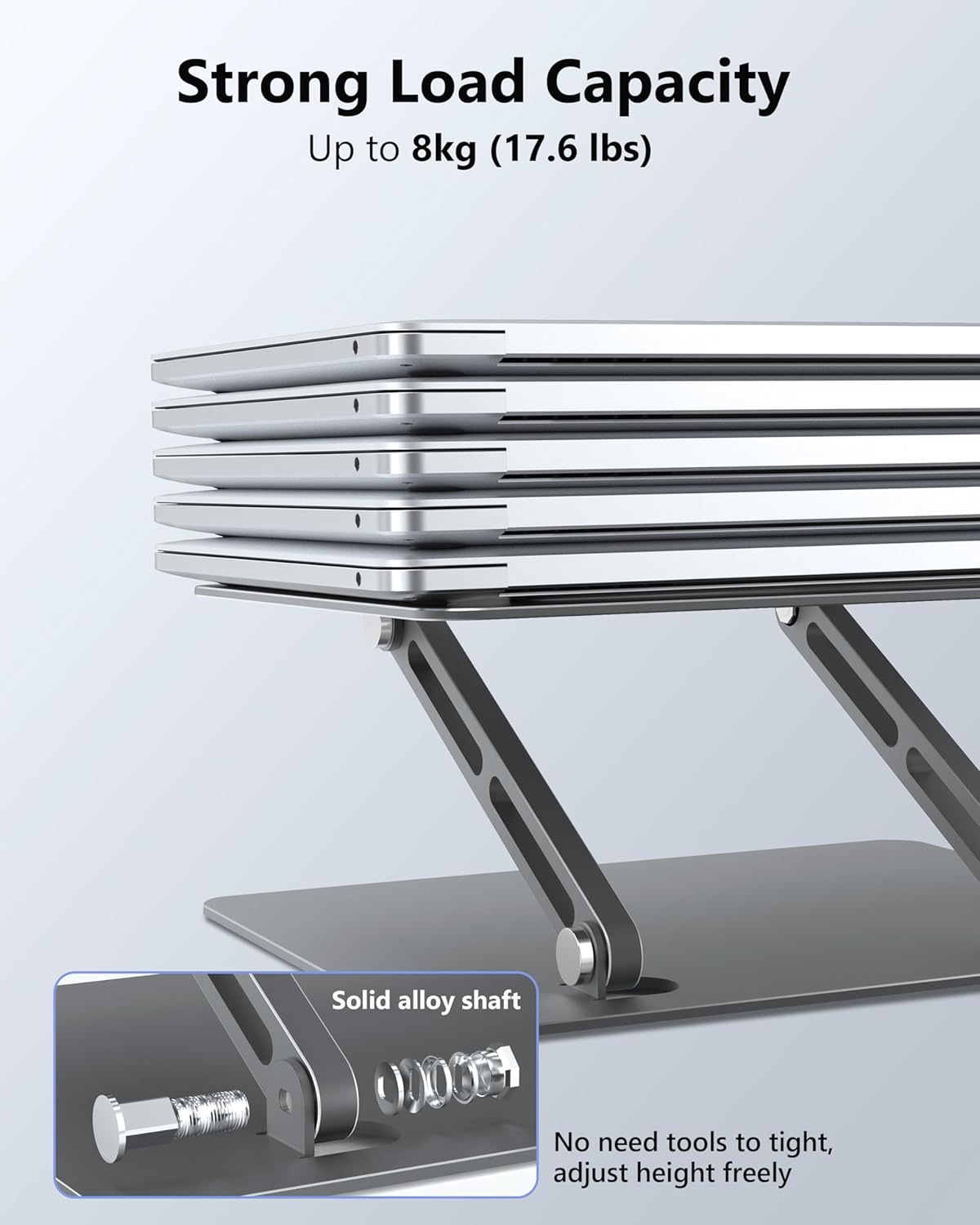 Aluminum Laptop Stand, Laptop Stand for Desk, Adjustable Height Ergonomic Computer Stands Compatible with MacBook Air, Pro, Dell, HP, Lenovo More, All 10-16'' Notebooks Laptops, Gray