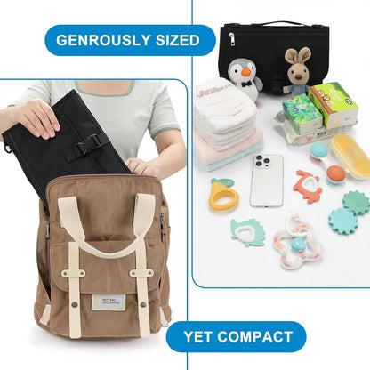 Accmor Portable Diaper Changing Pad, Waterproof Travel Baby Changing Mat, Newborn Essentials Baby Shower Gifts, Black