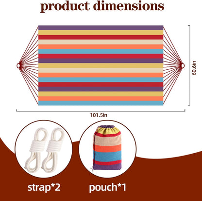 Camping Hammocks for Backyard Hanging Sturdy Garden Comfortable Fabric Hammock Indoor Tree Straps Up to 616lbs Weight Capacity with Travel Bag for Camping Portable Outdoor Patio (Multicolour)