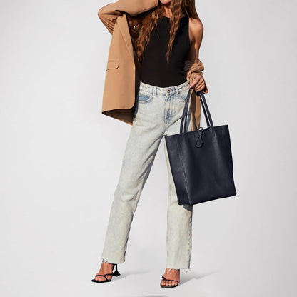 Italian Calf Leather Tote for Women with Zipper, Inner Pocket & Flat Base | Soft Unlined Shopper for Work & Travel