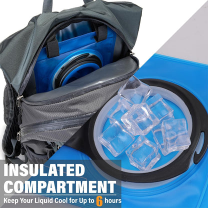 Insulated Hydration Backpack Pack with 2L Water Bladder Lightweight 22L Hiking Backpack Bag for Women Men Daypack for Hiking Running Festival Camping Biking
