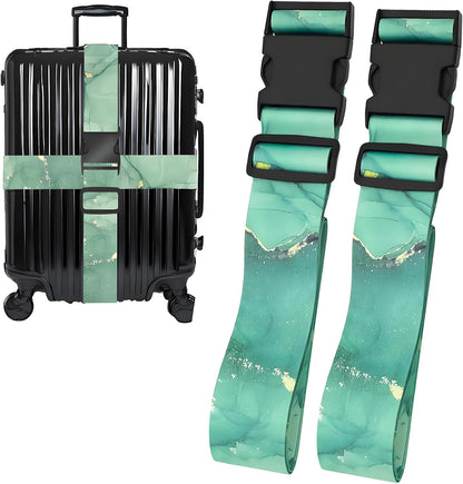 Greenstone Luggage Straps for Suitcases, Adjustable Luggage Travel Belt to Keep Luggage Security While Travel, Strong Polyester Fabric, Easy-to-Recognize Stylish Design Travel Essentials, 2 Pack