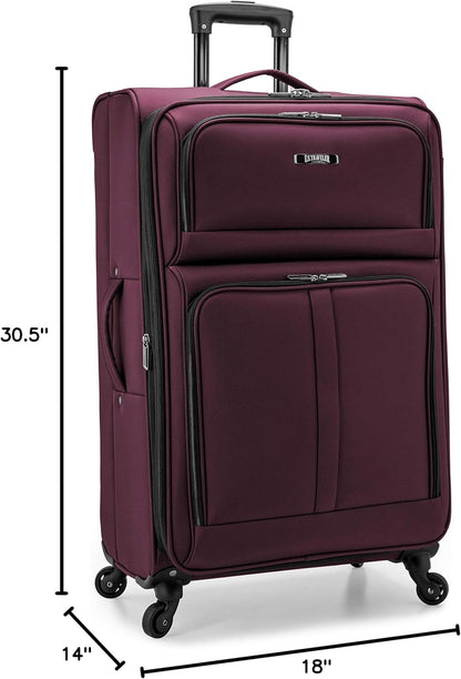 U.S. Traveler Anzio Softside Expandable Spinner Luggage, Burgundy, Checked-Large 30-Inch