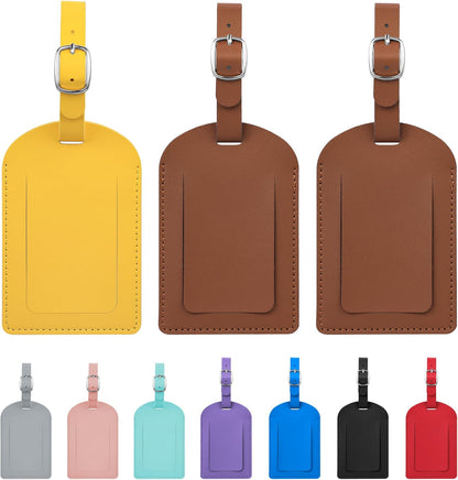 Luggage Tags for Suitcase Travel Bag Labels Privacy Protection Luggage Tag for Baggage PVC Baggage ID Label Tags Yellow+2 Pack Brown